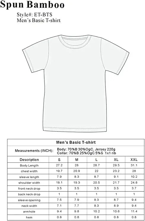 Men's Bamboo Viscose/Organic Cotton Short Sleeve Contrast Stitch T-Shirt Spun Bamboo