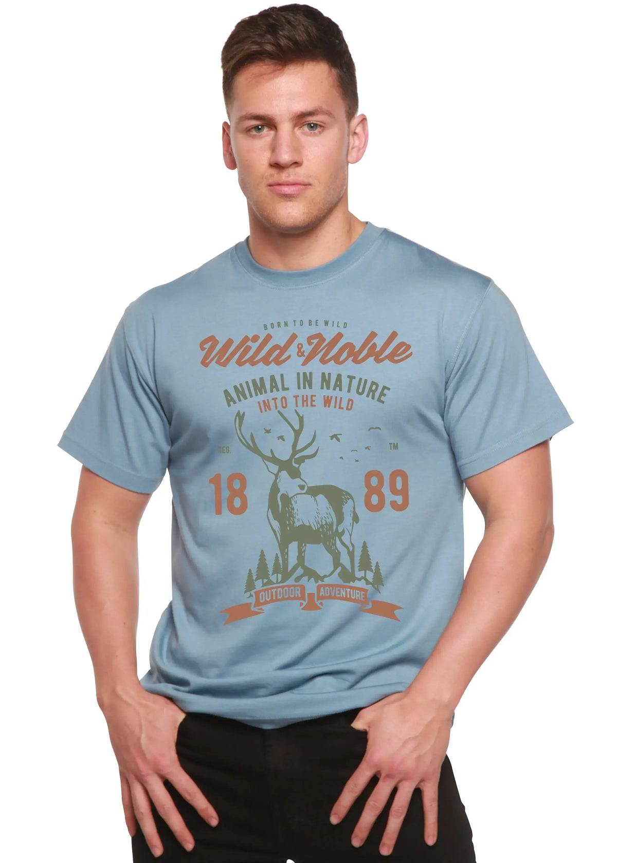 Wild And Noble Spun Bamboo® Men's Bamboo Viscose/Organic Cotton Short Sleeve Graphic T-Shirt Spun Bamboo