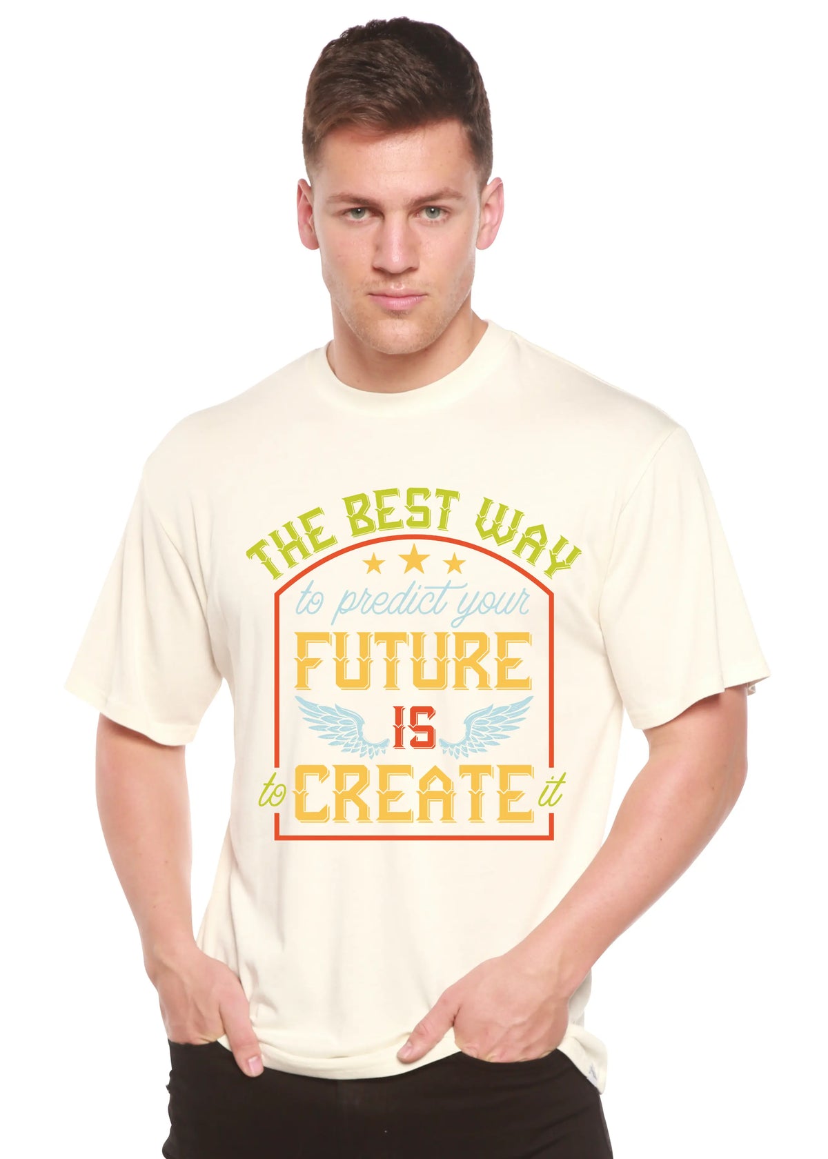 Feture is Create Spun Bamboo® Men's Bamboo Viscose/Organic Cotton Short Sleeve Graphic T-Shirt Spun Bamboo