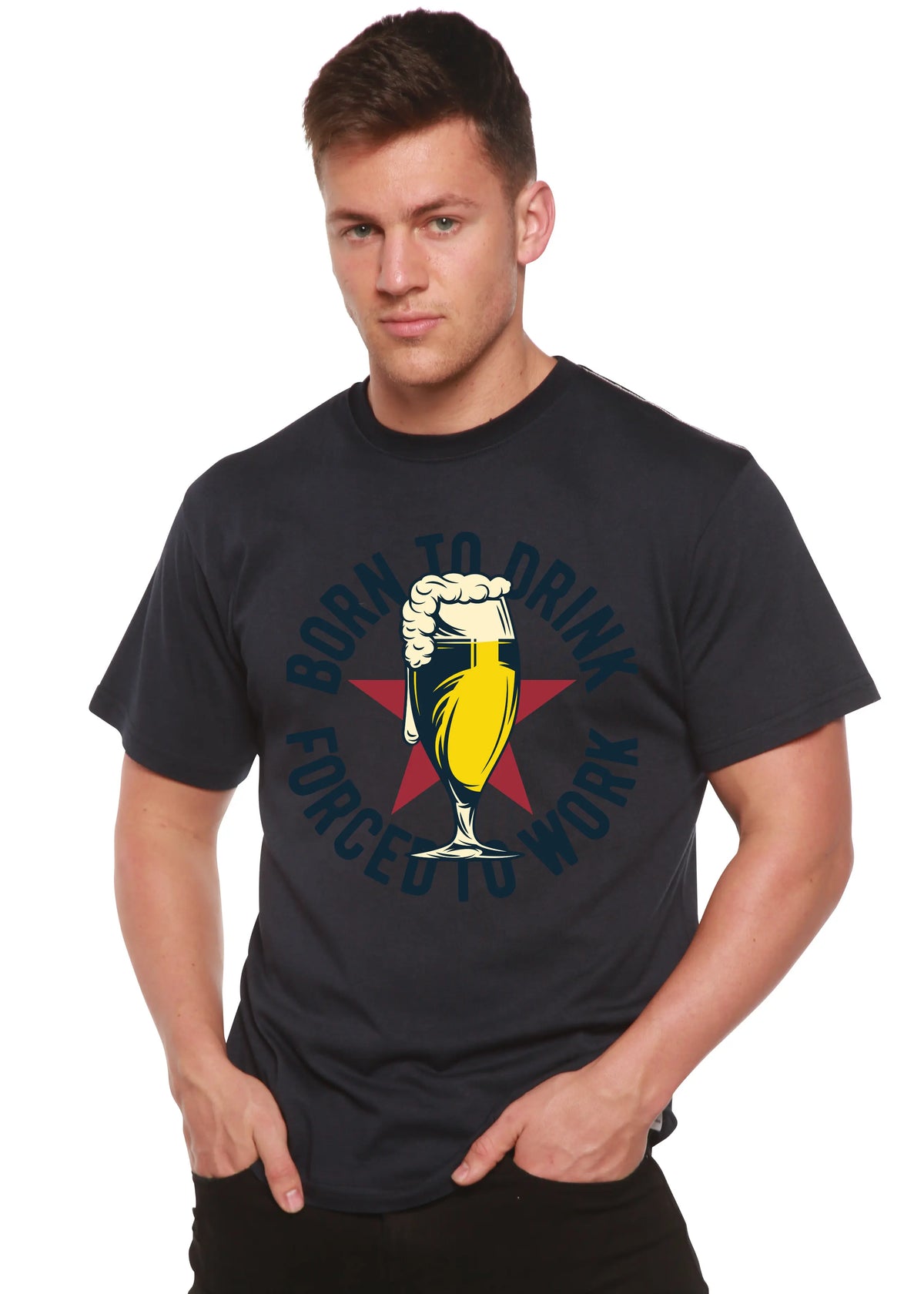 Born to Drink Men's Bamboo Viscose/Organic Cotton Short Sleeve Graphic T-Shirt Spun Bamboo
