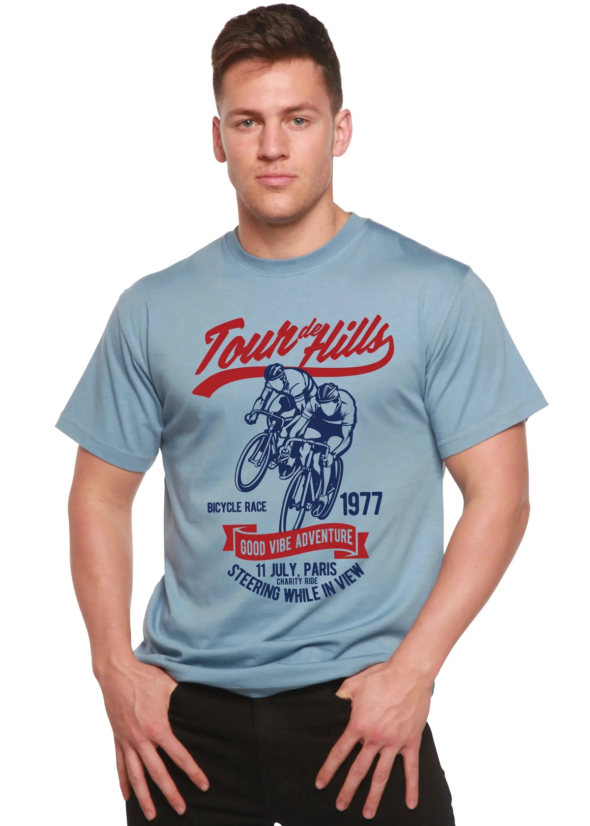 Tour De Hills Spun Bamboo® Men's Bamboo Viscose/Organic Cotton Short Sleeve Graphic T-Shirt Spun Bamboo
