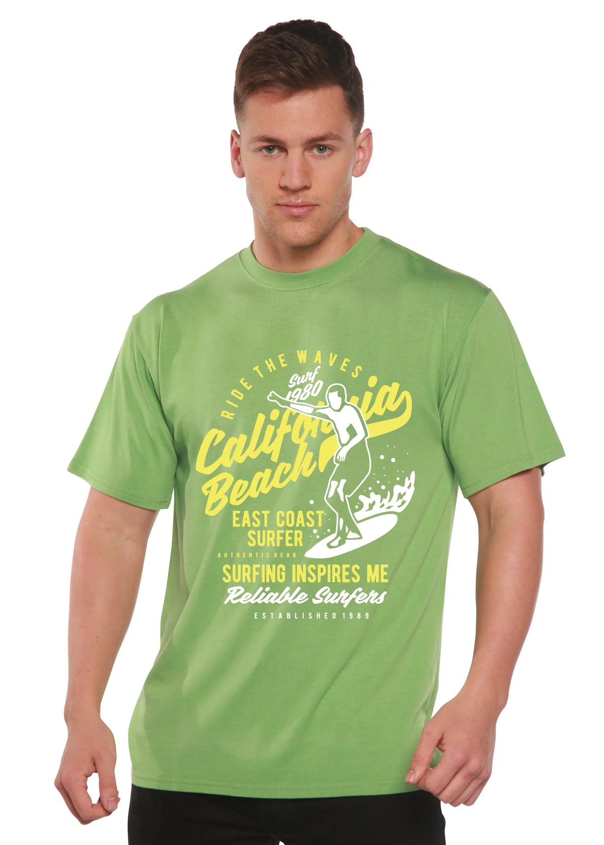 Ride The Waves Spun Bamboo® Men's Bamboo Viscose/Organic Cotton Short Sleeve Graphic T-Shirt Spun Bamboo