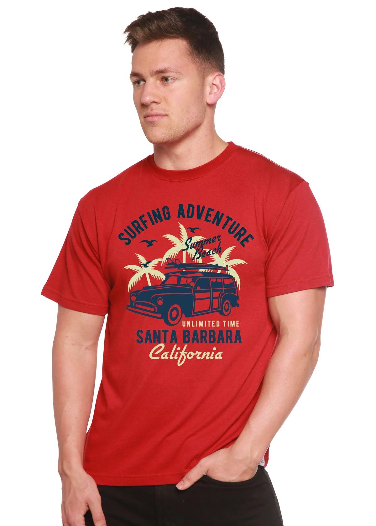 Surfing Adventure Spun Bamboo® Men's Bamboo Viscose/Organic Cotton Short Sleeve Graphic T-Shirt Spun Bamboo