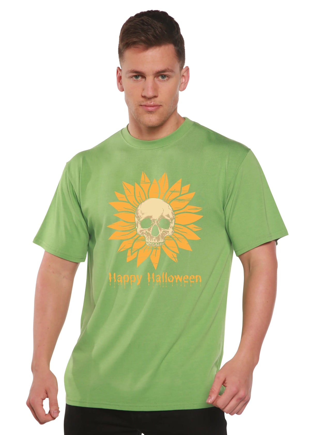 Happy Halloween Day Men's Bamboo Viscose/Organic Cotton Short Sleeve Graphic T-Shirt Spun Bamboo