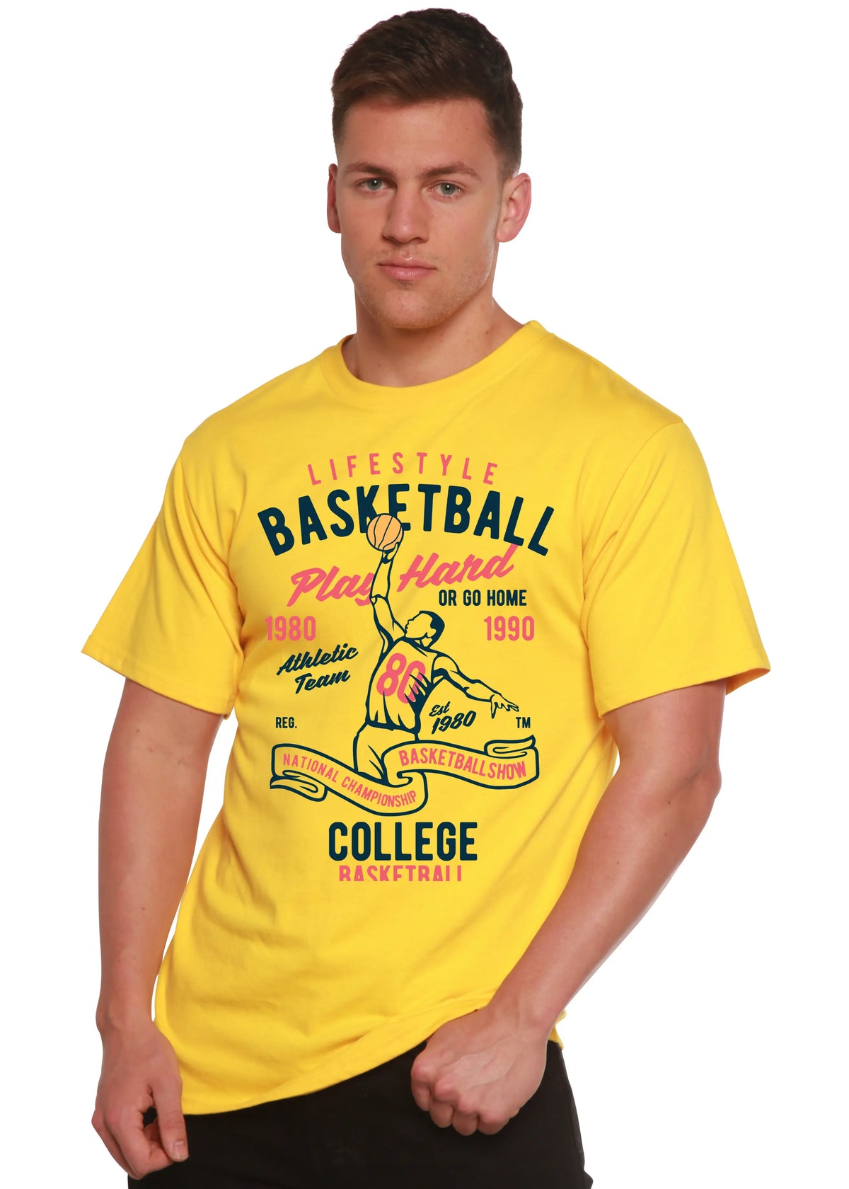 Life Style Basketball Men's Bamboo Viscose/Organic Cotton Short Sleeve Graphic T-Shirt Spun Bamboo