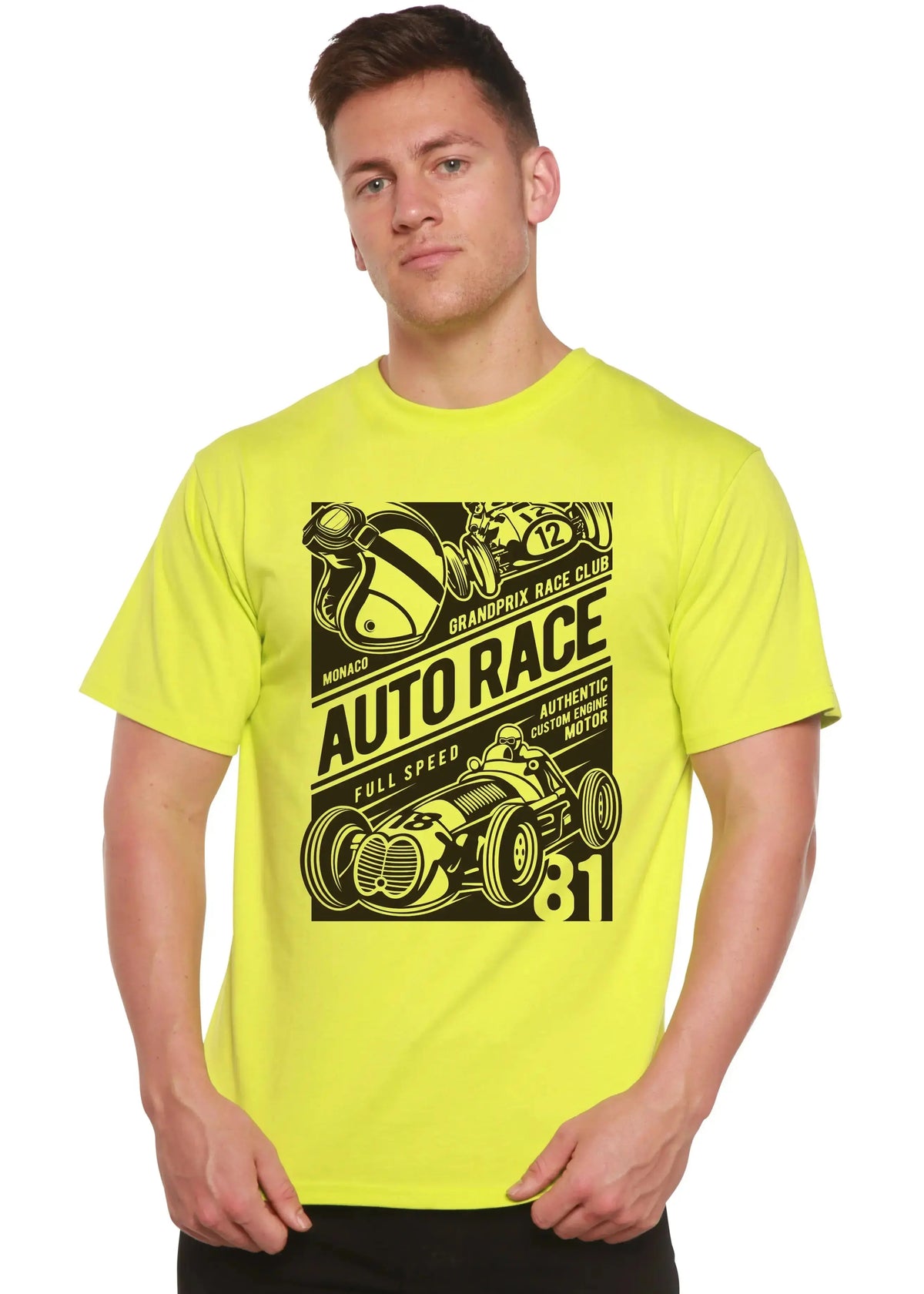 Auto Race Men's Bamboo Viscose/Organic Cotton Short Sleeve Graphic T-Shirt Spun Bamboo