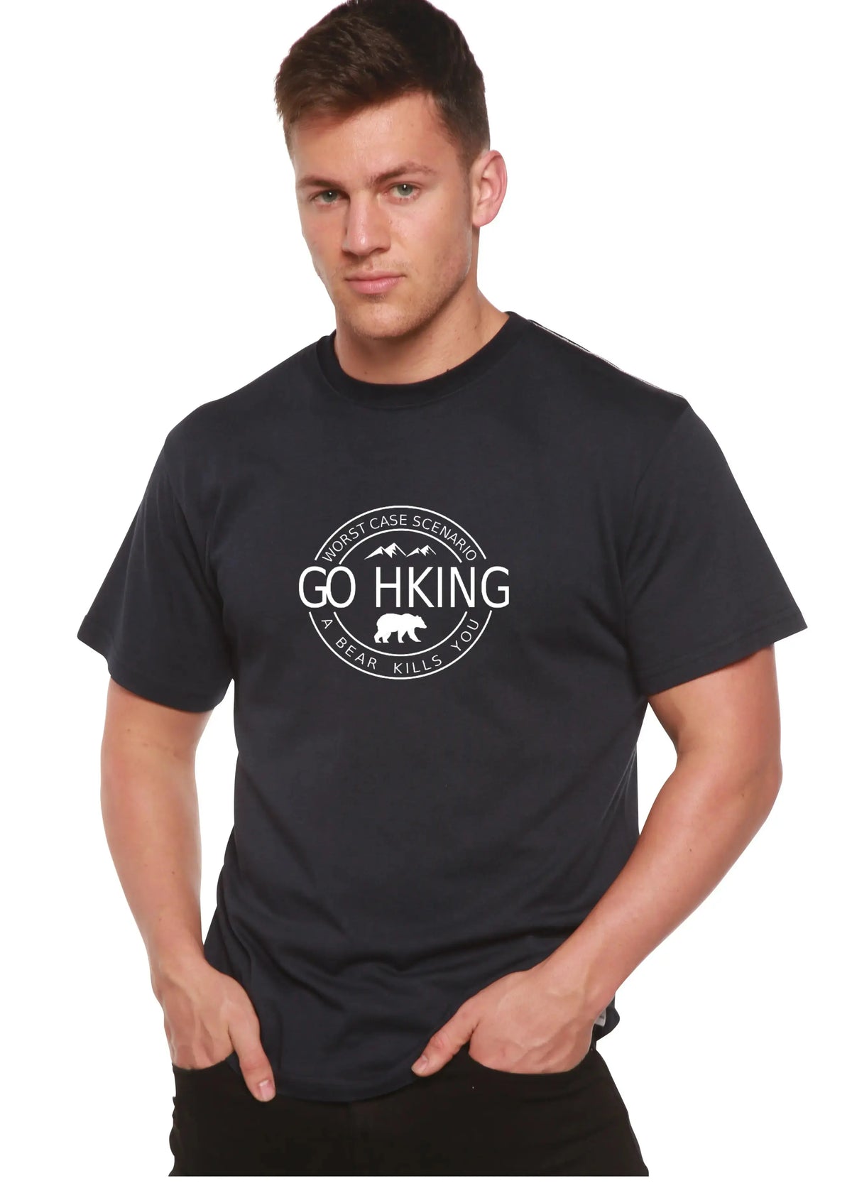 Go Hiking Men's Bamboo Viscose/Organic Cotton Short Sleeve Graphic T-Shirt Spun Bamboo