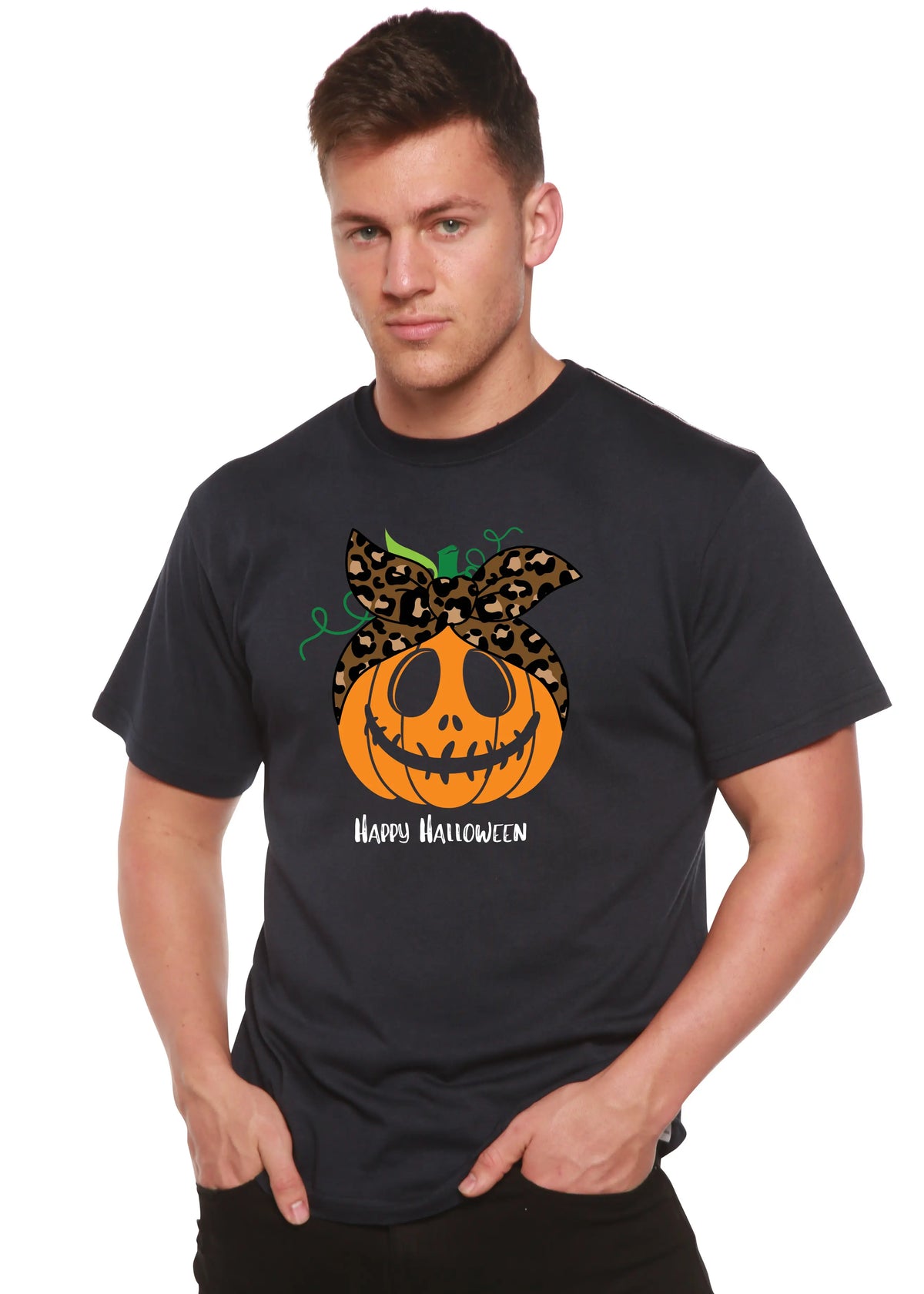 Happy Halloween Men's Bamboo Viscose/Organic Cotton Short Sleeve Graphic T-Shirt Spun Bamboo