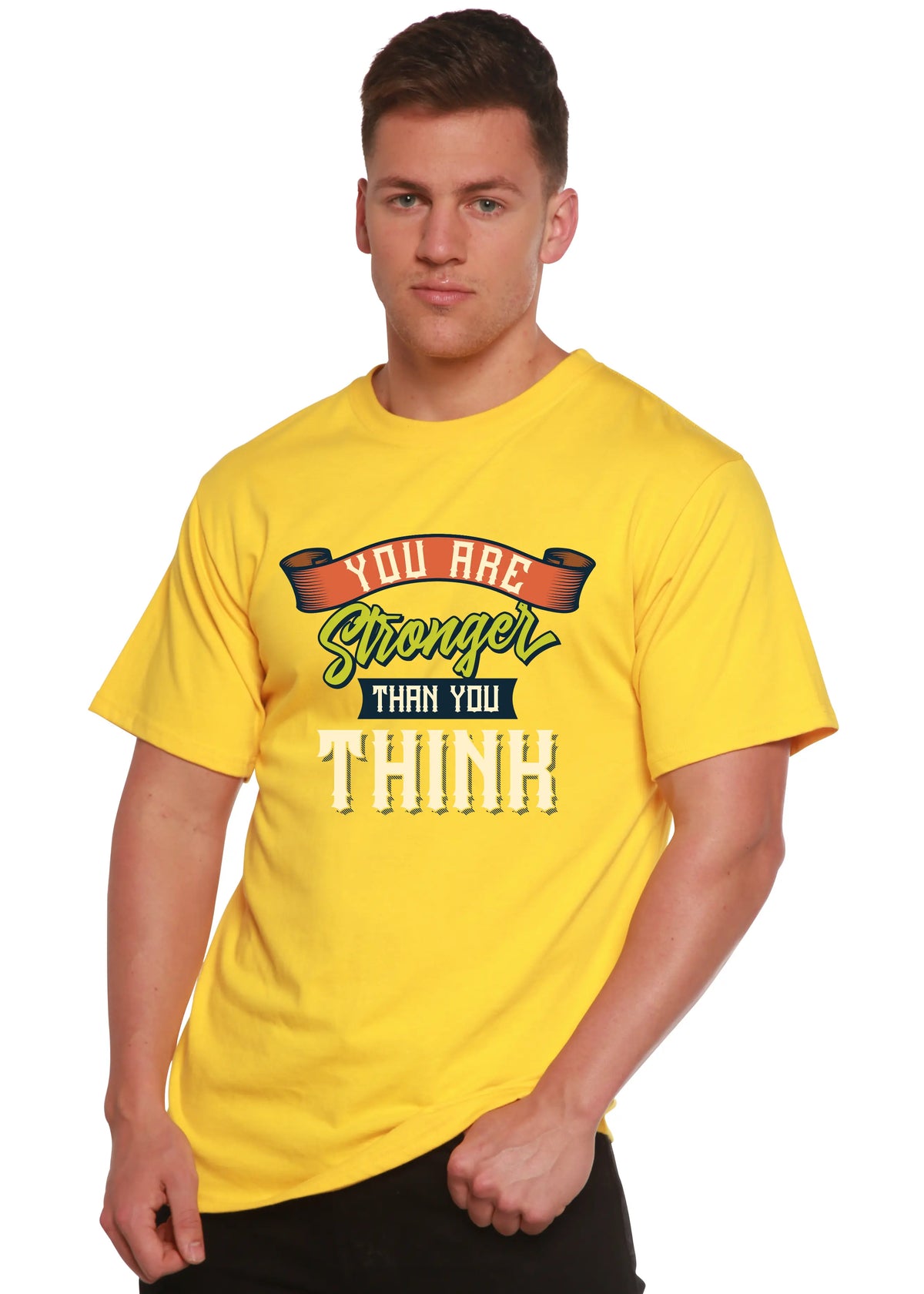 You Are Stronger Than You Think Men's Bamboo Viscose/Organic Cotton Short Sleeve Graphic T-Shirt Spun Bamboo