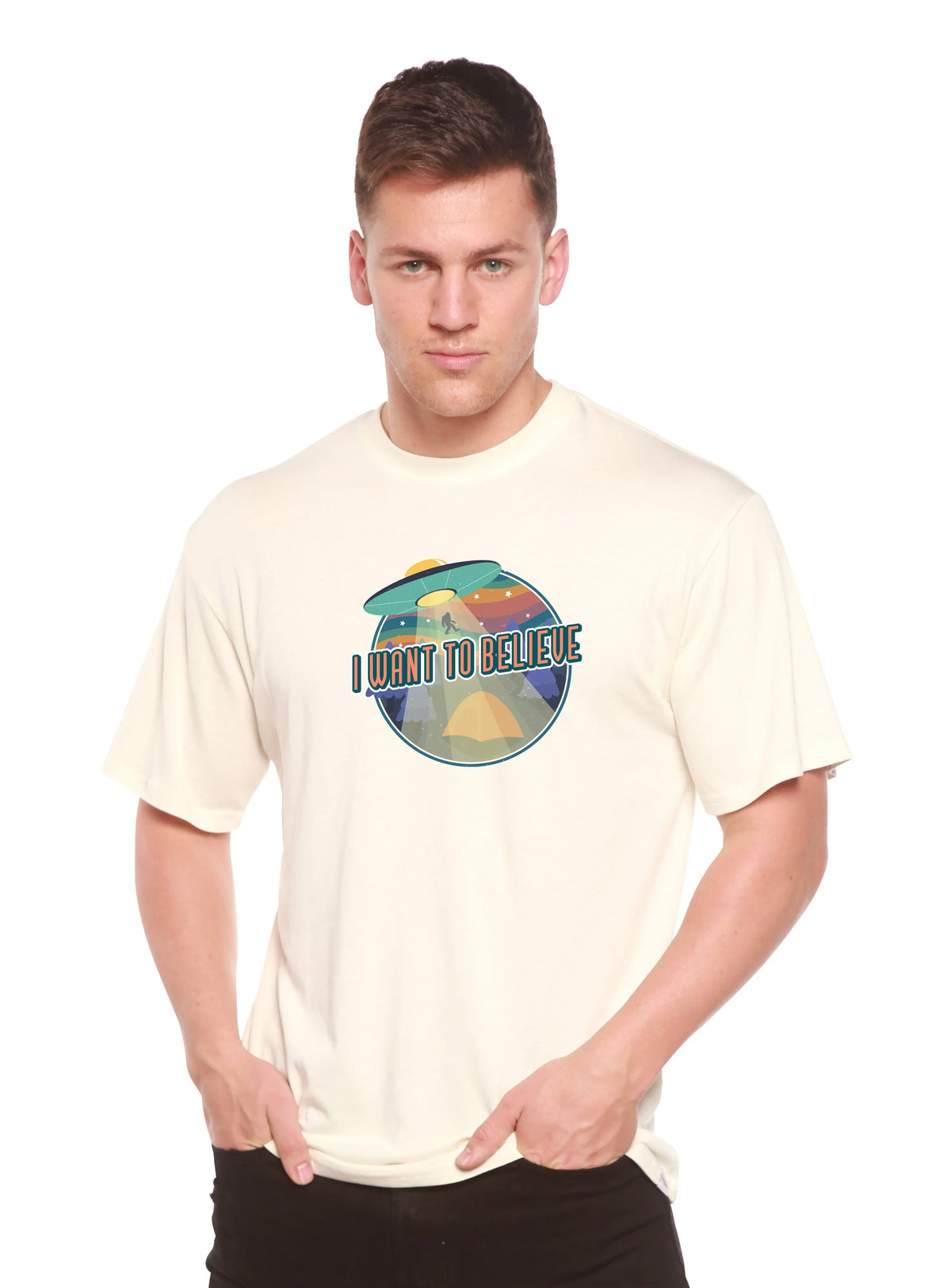 I Want to Believe Men's Bamboo Short Sleeve Printed T-Shirt Spun Bamboo