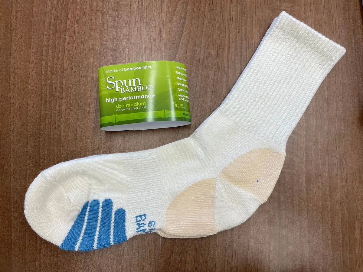 High Performance Crew Bamboo Viscose Socks Unisex White Color - 5-pack Spun Bamboo