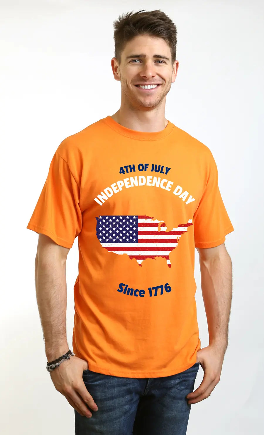 4th of July Men's Bamboo Viscose/Organic Cotton Short Sleeve Graphic T-Shirt Spun Bamboo