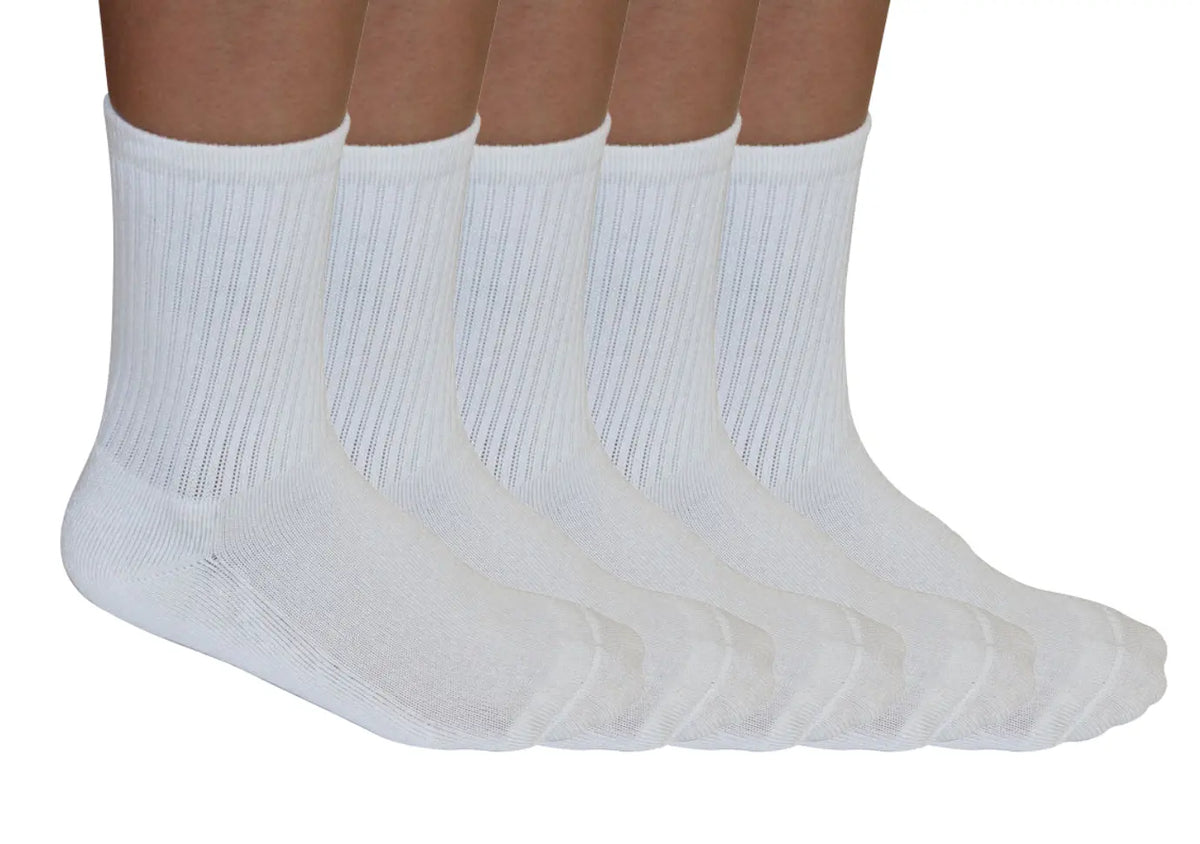 3/4 Crew Athletic Bamboo Viscose Socks Unisex White Color - 5-pack Spun Bamboo