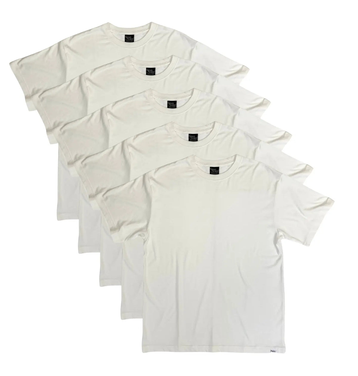 Men's Bamboo Viscose/Organic Cotton Short Sleeve T-Shirt Off White Color - 5-Pack Spun Bamboo