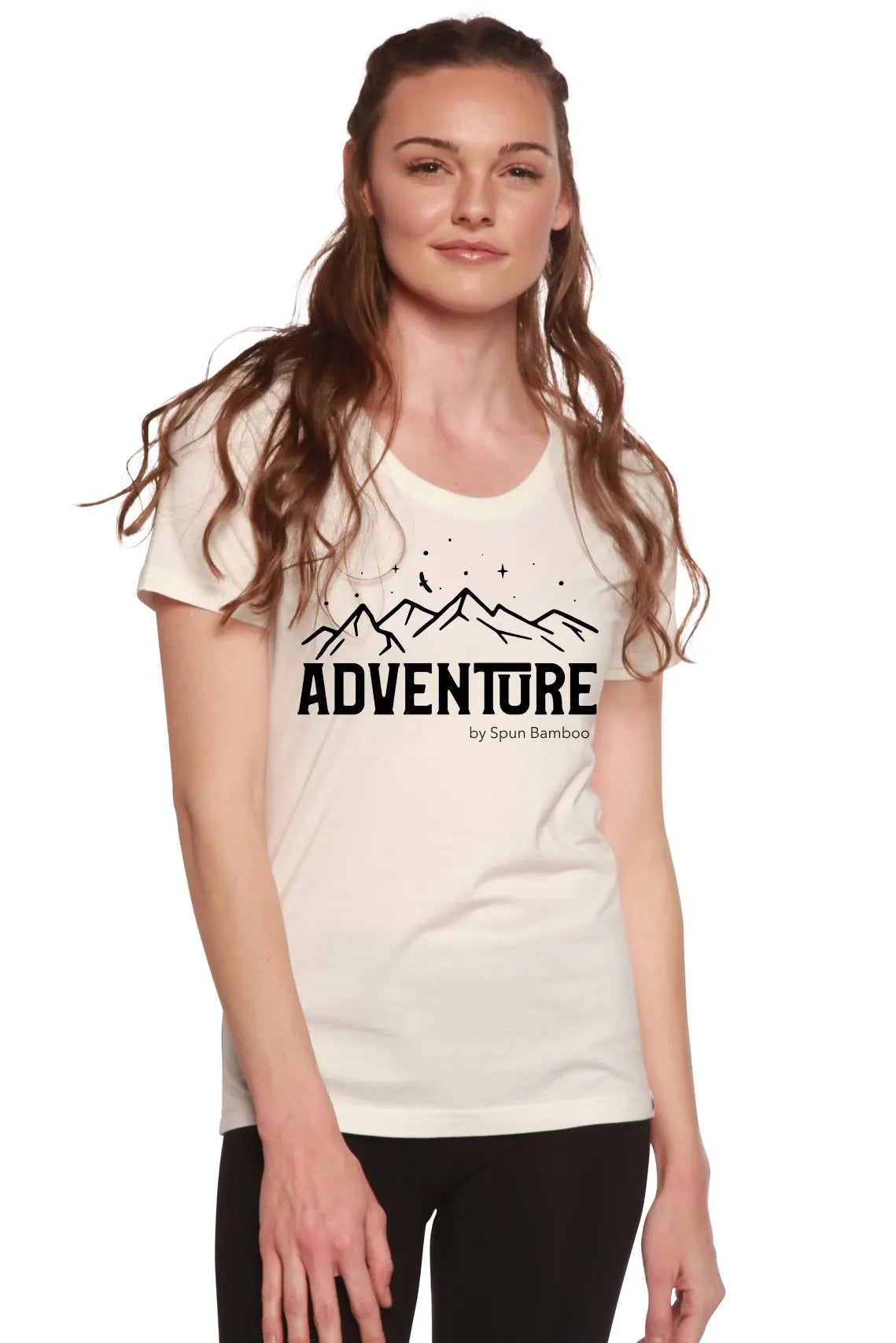 Adventure Printed Women's Bamboo/Cotton Short Sleeve Scoop Neck T-Shirt Spun Bamboo