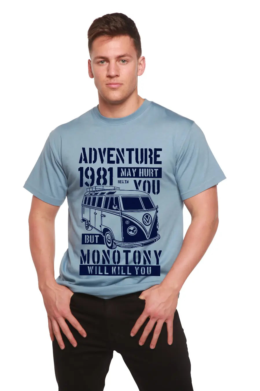 Adventure 1981 Men's Bamboo Viscose/Organic Cotton Short Sleeve Graphic T-Shirt Spun Bamboo