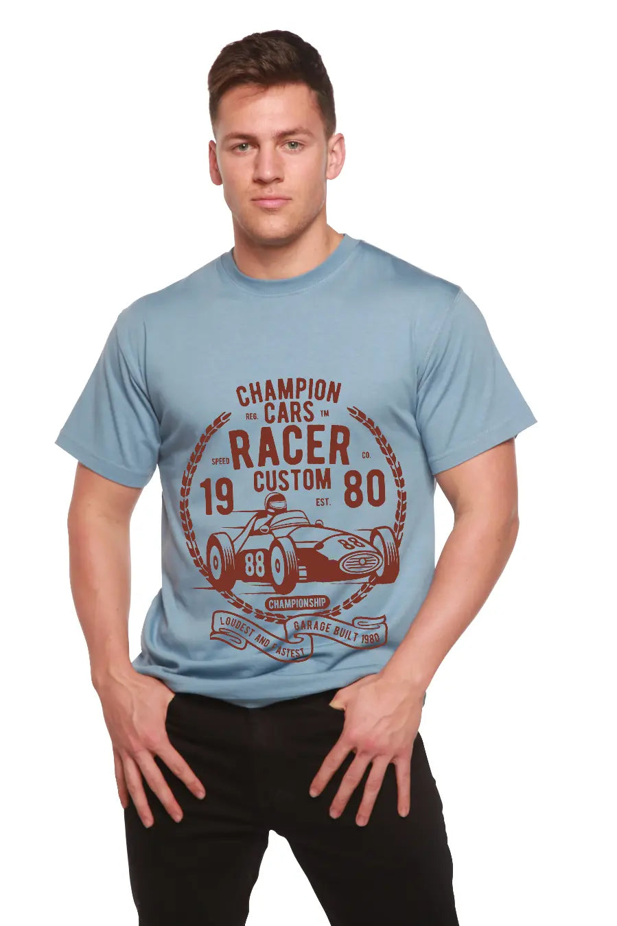 Champions Cars Men's Bamboo Viscose/Organic Cotton Short Sleeve Graphic T-Shirt Spun Bamboo