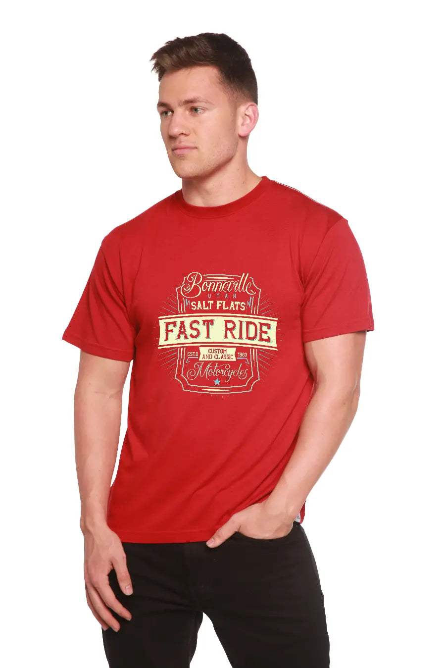 Fast Ride Men's Bamboo Viscose/Organic Cotton Short Sleeve Graphic T-Shirt Spun Bamboo
