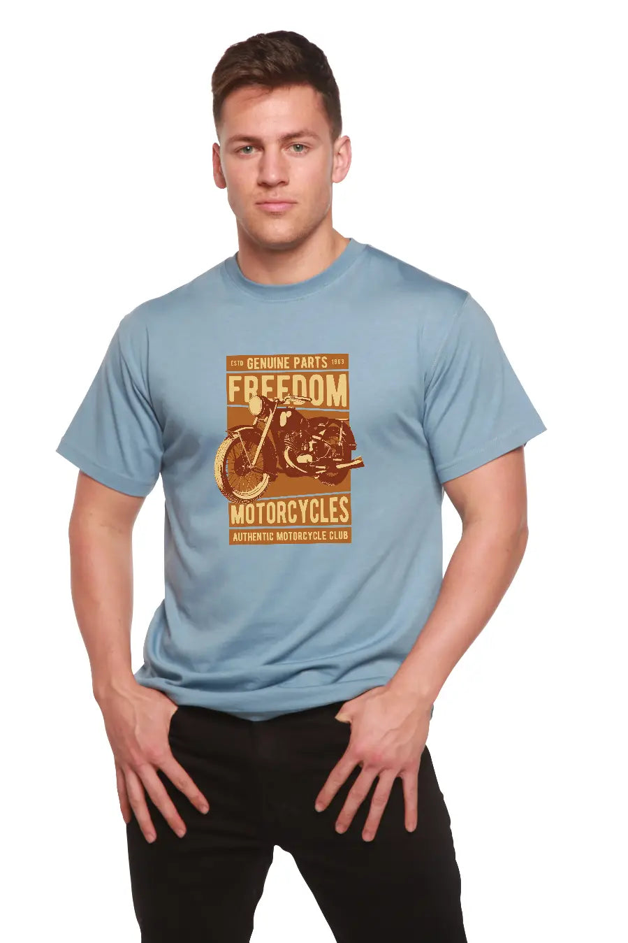 Freedom Motorcycles Men's Bamboo Viscose/Organic Cotton Short Sleeve Graphic T-Shirt Spun Bamboo