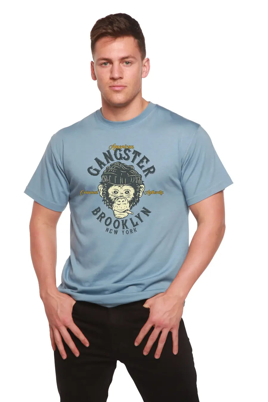 Gangster Brooklyn Men's Bamboo Viscose/Organic Cotton Short Sleeve Graphic T-Shirt Spun Bamboo