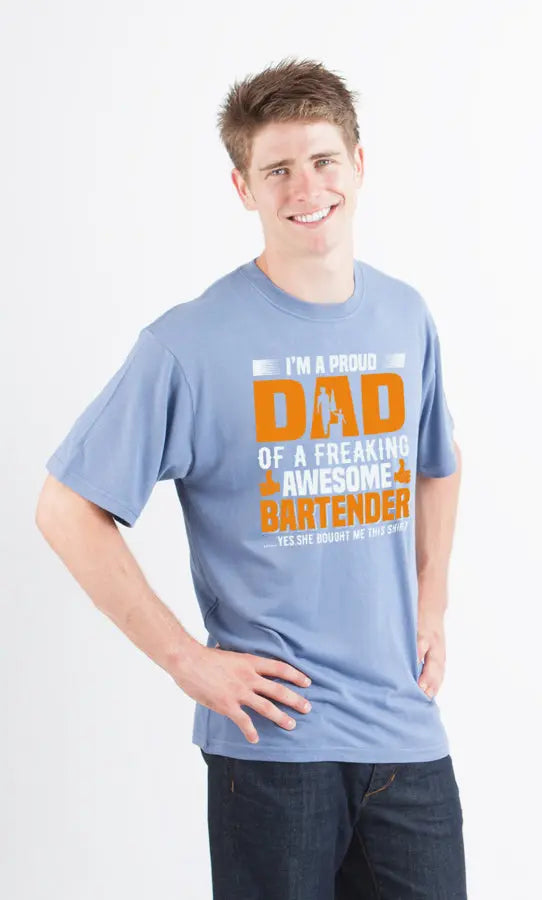 I'm a Proud Dad Men's Bamboo Viscose/Organic Cotton Short Sleeve Graphic T-Shirt Spun Bamboo