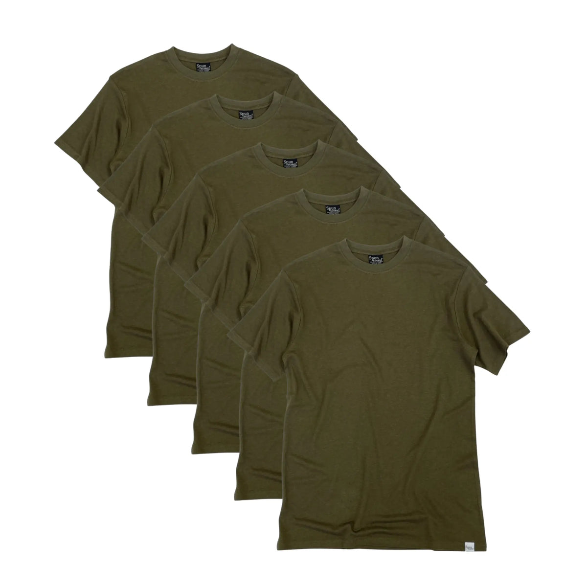 Men's Bamboo Viscose/Organic Cotton Short Sleeve T-Shirt Military Olive Color - 5-Pack Spun Bamboo