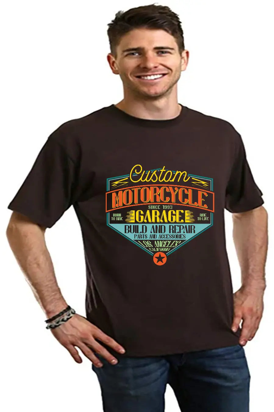 Motorcycle Garage Men's Bamboo Viscose/Organic Cotton Short Sleeve Graphic T-Shirt Spun Bamboo