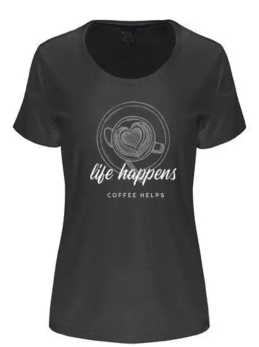 Life Happens Printed Women's Bamboo/Cotton Short Sleeve Scoop Neck T-Shirt Spun Bamboo