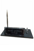 MOOG Black Glass Desk Name Plate With Clock Moogdesk