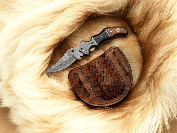 Every Day Carry Knife – 3 inch Blade | bone handle pocket knife Damascus Knife Store