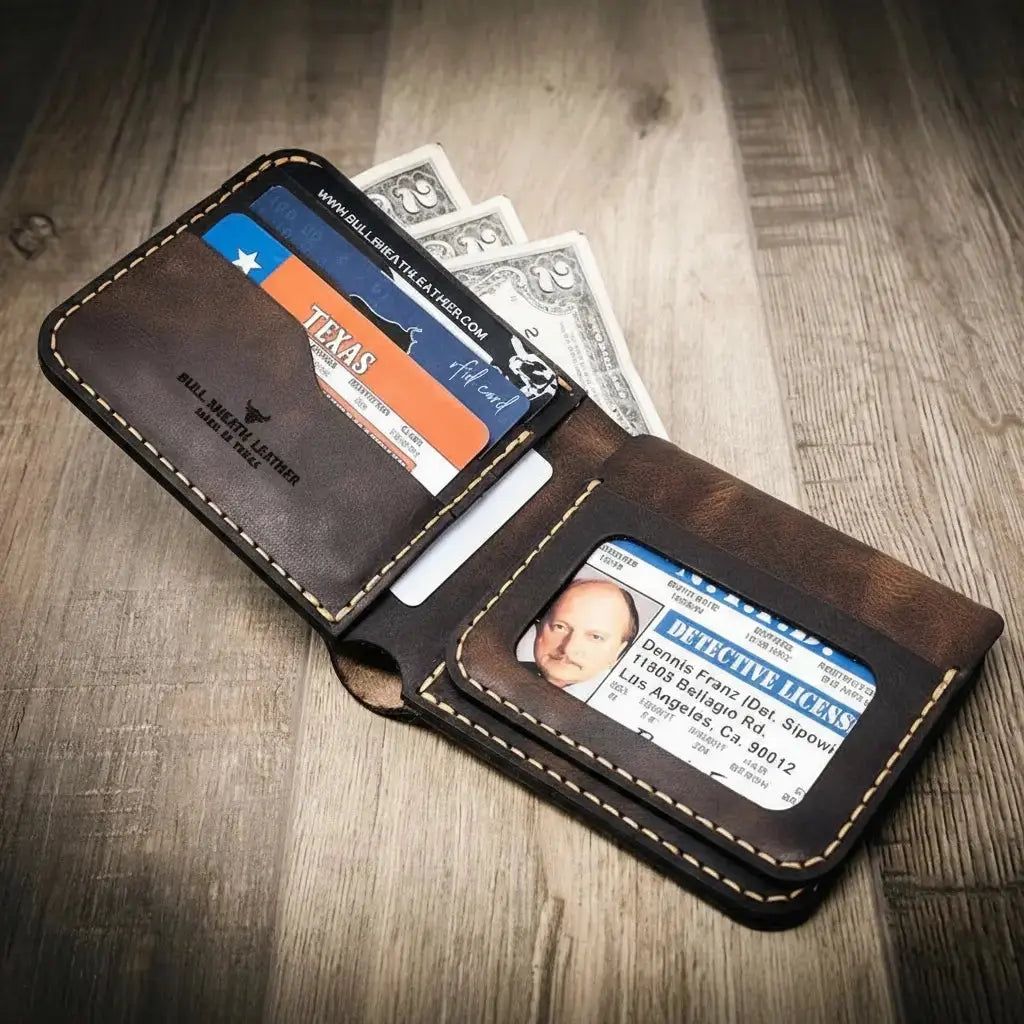 Badge Bifold Wallet Bull Sheath Leather