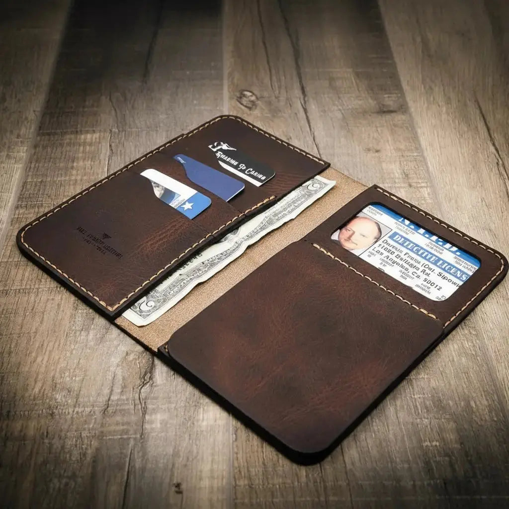 Badge Long Wallet Bull Sheath Leather