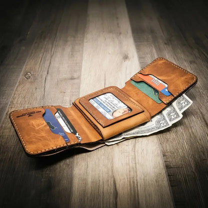 Badge Trifold Wallet Bull Sheath Leather