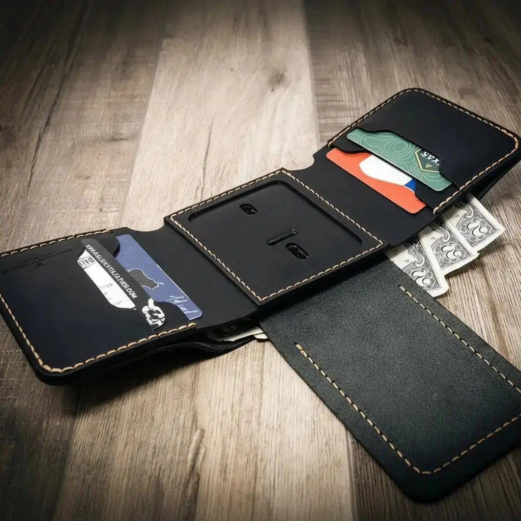 Badge Trifold Wallet Bull Sheath Leather