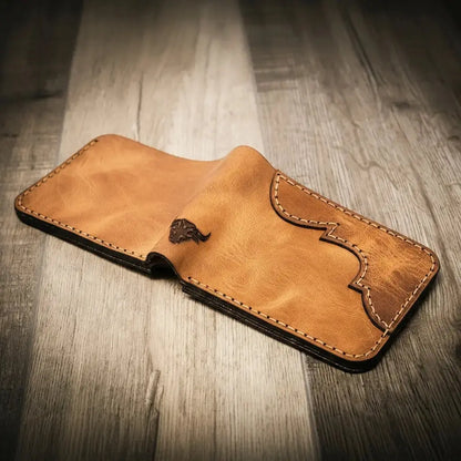 Western Bifold Wallet Bull Sheath Leather