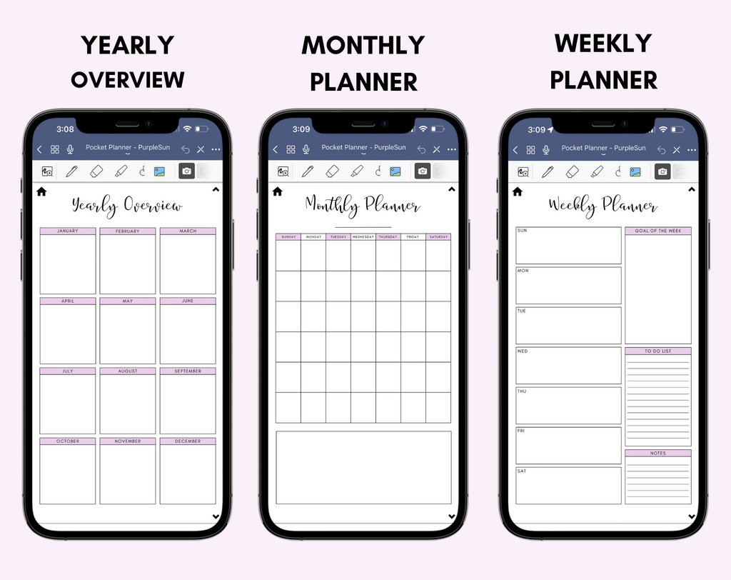 Digital Phone Planner Purple Jessica Autumn