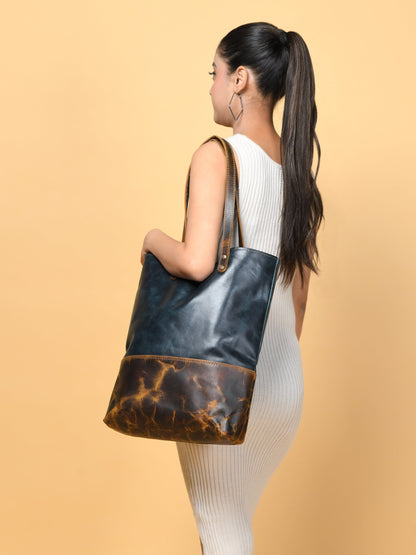 Blue Women's Leather Tote Classy Leather Bags