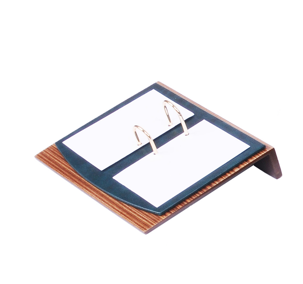 MOOG Star Leather Desk Set -Walnut Wood Combination -Double Document Tray - Brown -11 PCS Moogdesk