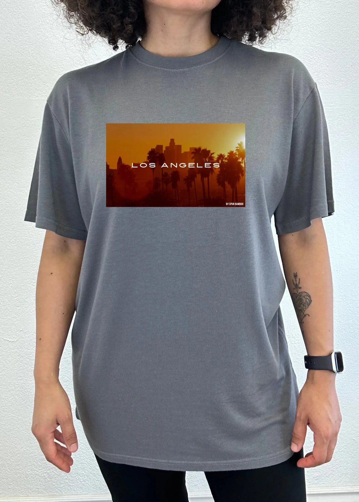 Los Angeles Unisex Bamboo Viscose/Organic Cotton Short Sleeve Graphic T-Shirt Spun Bamboo