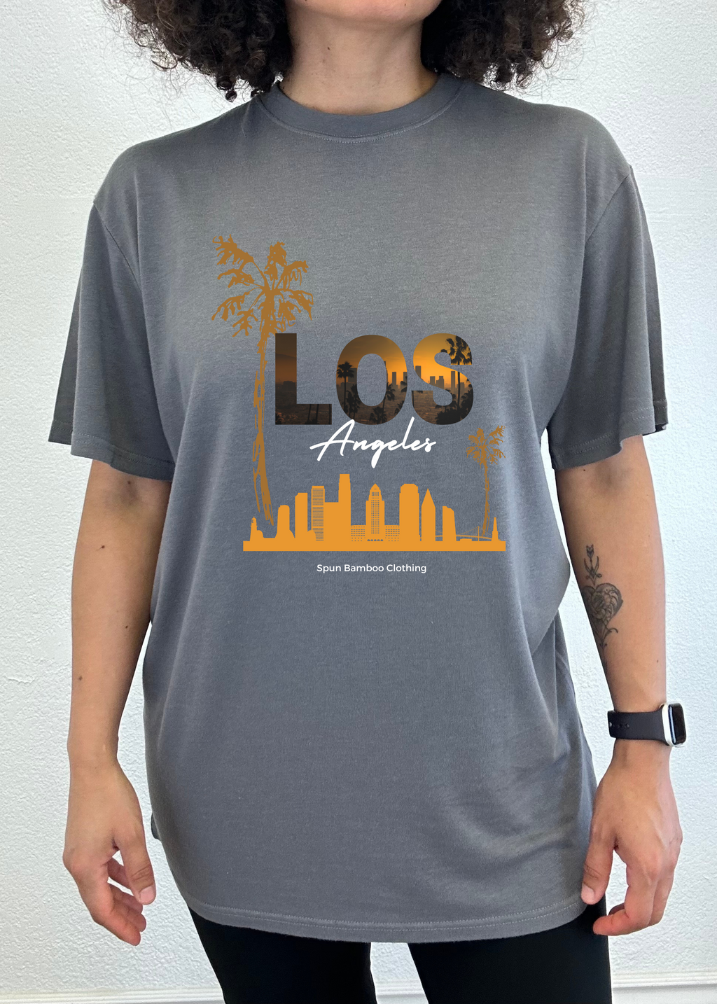 Los Angeles Unisex Bamboo Viscose/Organic Cotton Short Sleeve Graphic T-Shirt Spun Bamboo