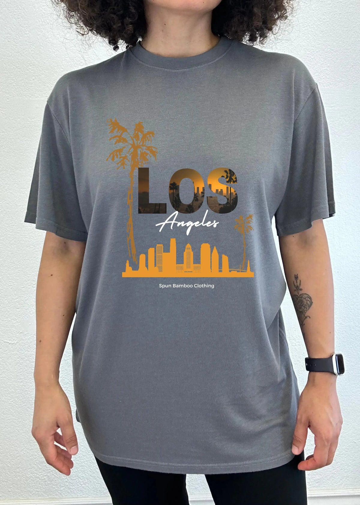 Los Angeles Unisex Bamboo Viscose/Organic Cotton Short Sleeve Graphic T-Shirt Spun Bamboo