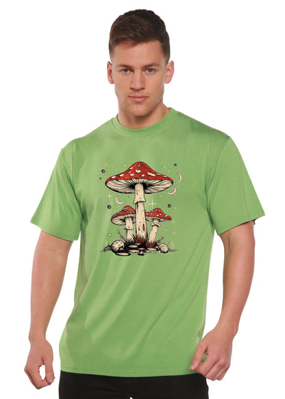 Boho Retro Hippie Mushrooms Natural Unisex Bamboo/Cotton Graphic T-Shirt Spun Bamboo