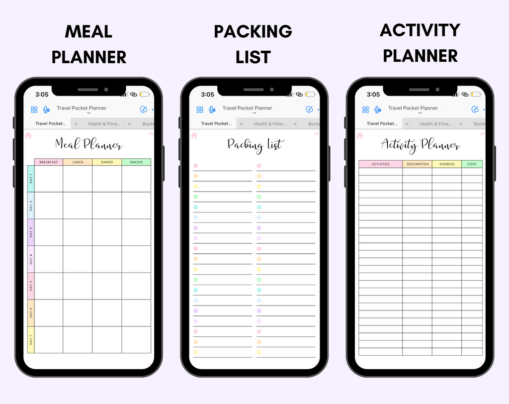 Digital Travel Phone Planner Rainbow Jessica Autumn