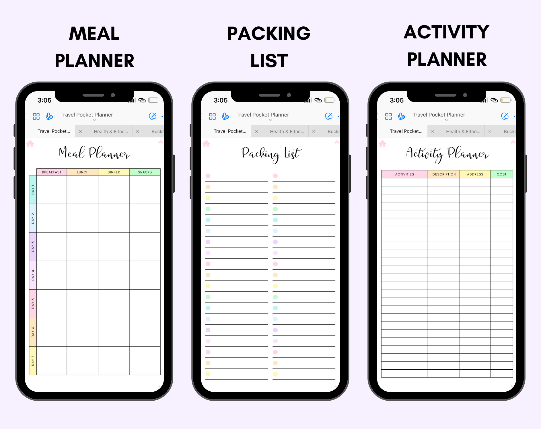 Digital Travel Phone Planner Rainbow Jessica Autumn