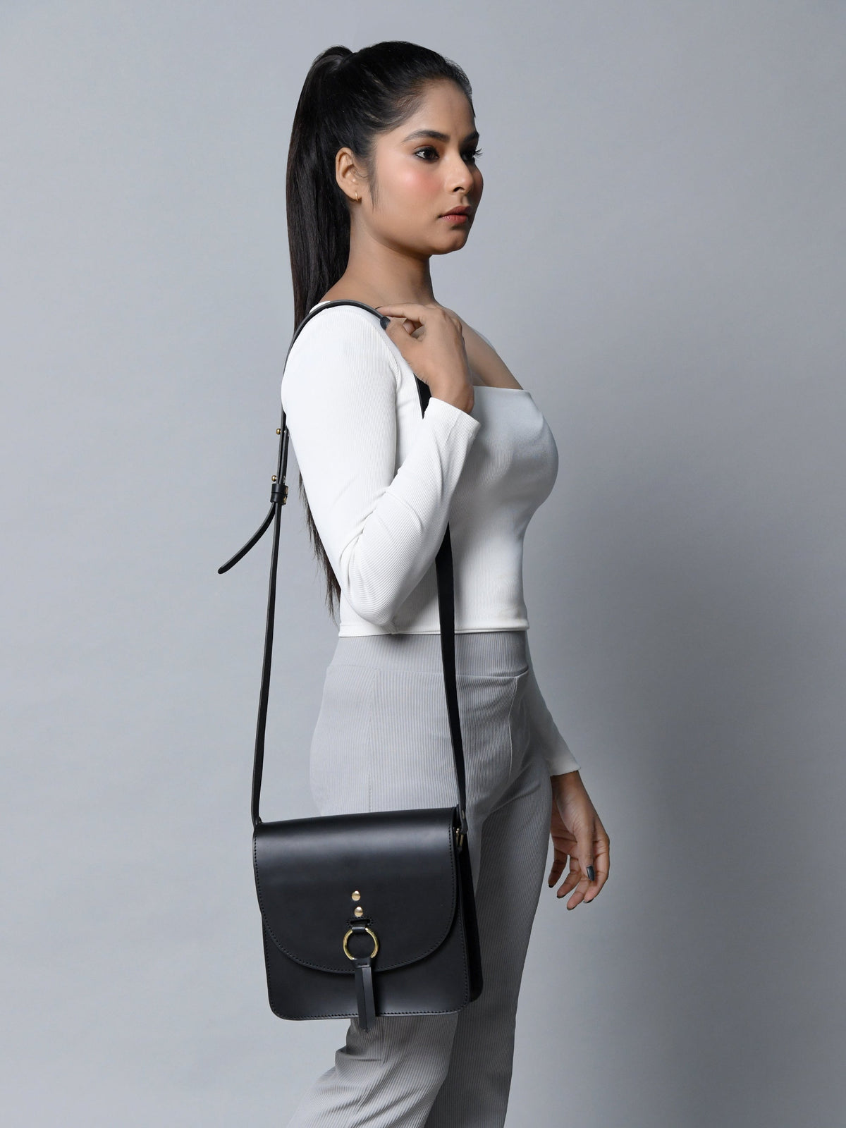 Black Elegance Crossbody Sling Bag Classy Leather Bags