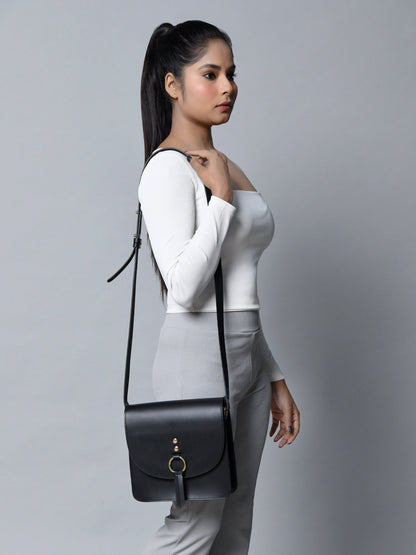 Black Elegance Crossbody Sling Bag Classy Leather Bags