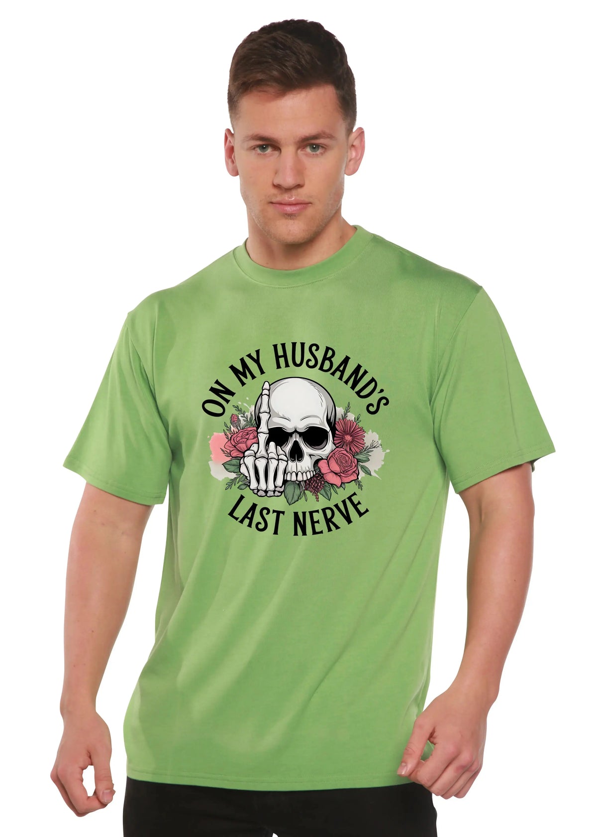 On My Husbands Last Nerve Sublimation Unisex Bamboo/Cotton Graphic T-Shirt Spun Bamboo