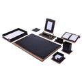 MOOG Star Leather Desk Set -Walnut Wood Combination - Green -11 PCS Moogdesk