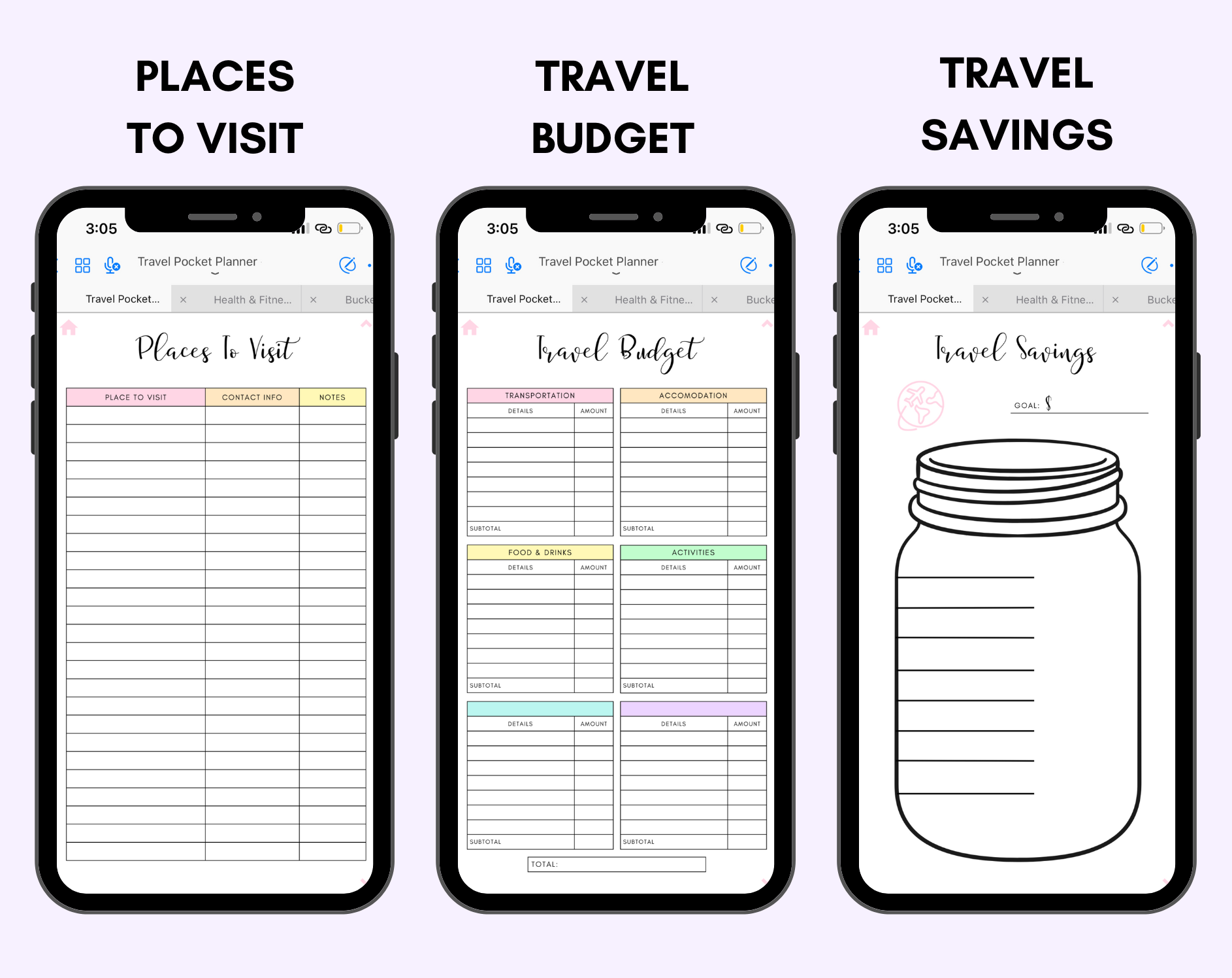 Digital Travel Phone Planner Rainbow Jessica Autumn