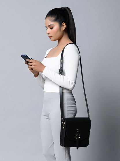 Black Elegance Crossbody Sling Bag Classy Leather Bags